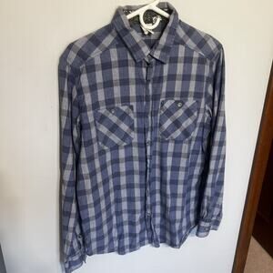 Vintage Mambo Australia Flannel Shirt Men Medium Blue Plaid LongSleeve Button Up